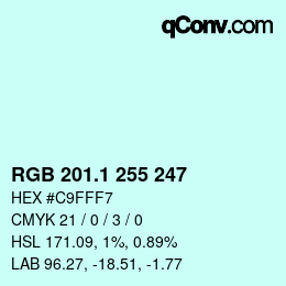 カラーコード: RGB 201.1 255 247 | qconv.com