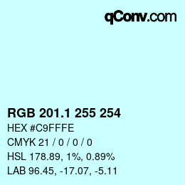 カラーコード: RGB 201.1 255 254 | qconv.com