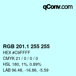 Farbcode: RGB 201.1 255 255 | qconv.com