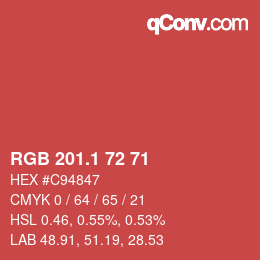 カラーコード: RGB 201.1 72 71 | qconv.com