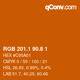 Color code: RGB 201.1 90.8 1 | qconv.com