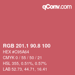 カラーコード: RGB 201.1 90.8 100 | qconv.com