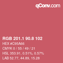 カラーコード: RGB 201.1 90.8 102 | qconv.com