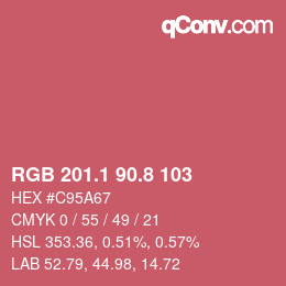 カラーコード: RGB 201.1 90.8 103 | qconv.com