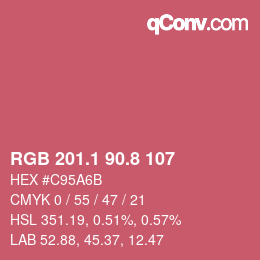 カラーコード: RGB 201.1 90.8 107 | qconv.com