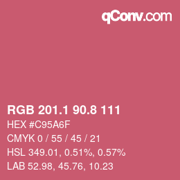 カラーコード: RGB 201.1 90.8 111 | qconv.com