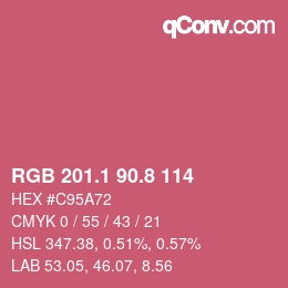 カラーコード: RGB 201.1 90.8 114 | qconv.com