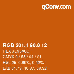 Color code: RGB 201.1 90.8 12 | qconv.com