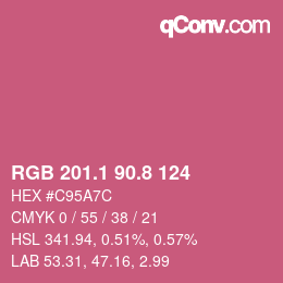 カラーコード: RGB 201.1 90.8 124 | qconv.com