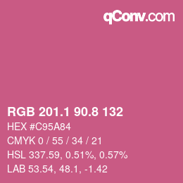 カラーコード: RGB 201.1 90.8 132 | qconv.com