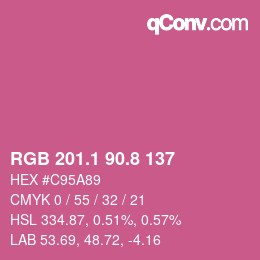 カラーコード: RGB 201.1 90.8 137 | qconv.com
