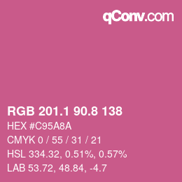 カラーコード: RGB 201.1 90.8 138 | qconv.com