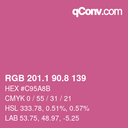 カラーコード: RGB 201.1 90.8 139 | qconv.com