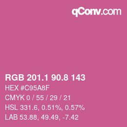 カラーコード: RGB 201.1 90.8 143 | qconv.com