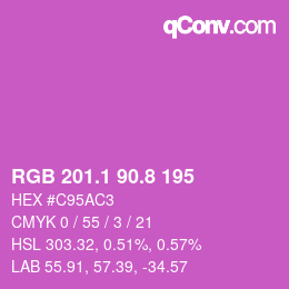 カラーコード: RGB 201.1 90.8 195 | qconv.com