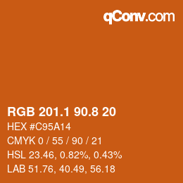 Color code: RGB 201.1 90.8 20 | qconv.com