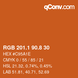 Color code: RGB 201.1 90.8 30 | qconv.com