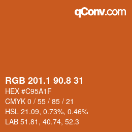 カラーコード: RGB 201.1 90.8 31 | qconv.com