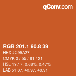 カラーコード: RGB 201.1 90.8 39 | qconv.com
