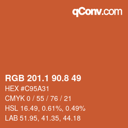カラーコード: RGB 201.1 90.8 49 | qconv.com