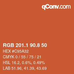 Color code: RGB 201.1 90.8 50 | qconv.com