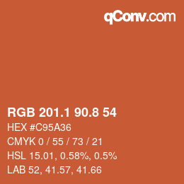 カラーコード: RGB 201.1 90.8 54 | qconv.com