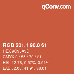 Farbcode: RGB 201.1 90.8 61 | qconv.com