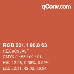 カラーコード: RGB 201.1 90.8 63 | qconv.com