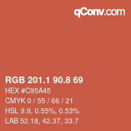 カラーコード: RGB 201.1 90.8 69 | qconv.com