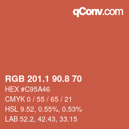 カラーコード: RGB 201.1 90.8 70 | qconv.com