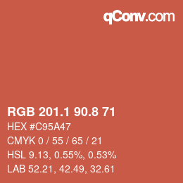 Color code: RGB 201.1 90.8 71 | qconv.com