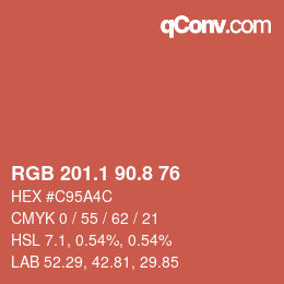 Farbcode: RGB 201.1 90.8 76 | qconv.com
