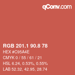 カラーコード: RGB 201.1 90.8 78 | qconv.com