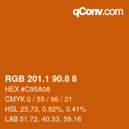 Code couleur: RGB 201.1 90.8 8 | qconv.com