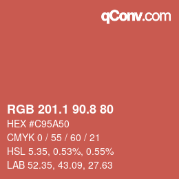 カラーコード: RGB 201.1 90.8 80 | qconv.com