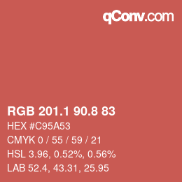 カラーコード: RGB 201.1 90.8 83 | qconv.com