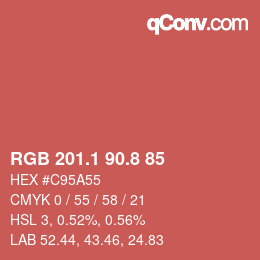 Color code: RGB 201.1 90.8 85 | qconv.com