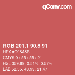 カラーコード: RGB 201.1 90.8 91 | qconv.com