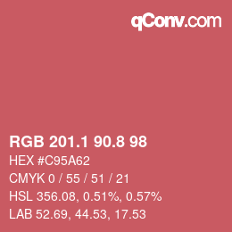 カラーコード: RGB 201.1 90.8 98 | qconv.com