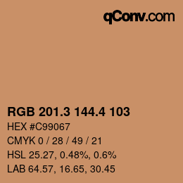 カラーコード: RGB 201.3 144.4 103 | qconv.com