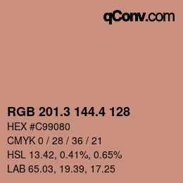 カラーコード: RGB 201.3 144.4 128 | qconv.com