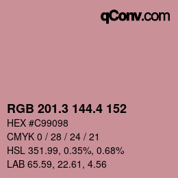 カラーコード: RGB 201.3 144.4 152 | qconv.com