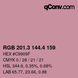 カラーコード: RGB 201.3 144.4 159 | qconv.com