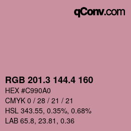 カラーコード: RGB 201.3 144.4 160 | qconv.com