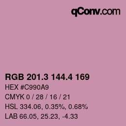カラーコード: RGB 201.3 144.4 169 | qconv.com