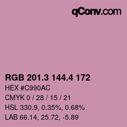 カラーコード: RGB 201.3 144.4 172 | qconv.com