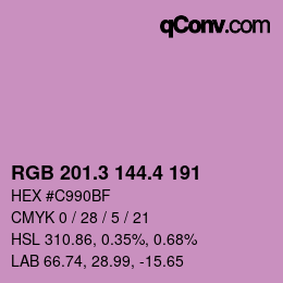 カラーコード: RGB 201.3 144.4 191 | qconv.com