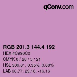 カラーコード: RGB 201.3 144.4 192 | qconv.com