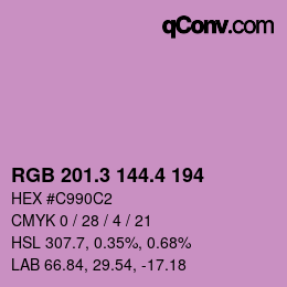 カラーコード: RGB 201.3 144.4 194 | qconv.com
