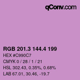 カラーコード: RGB 201.3 144.4 199 | qconv.com